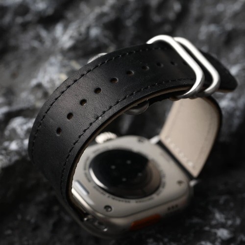 For Apple Watch Ultra 2 Series 9 8 7 6 Genuine Leather Watch Strap Handmade Band - Picture 6 of 18