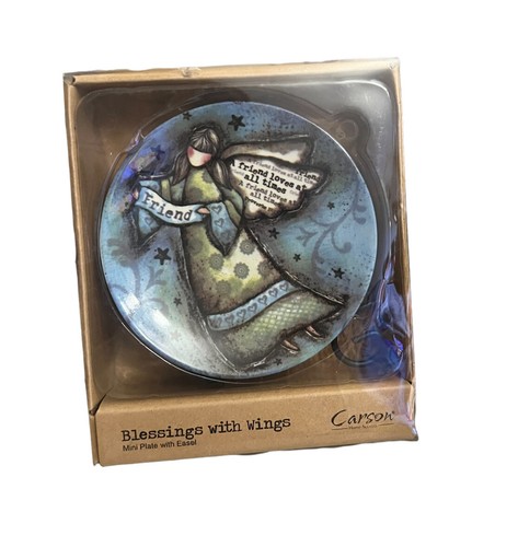 Carson Mini Plate + Wrought Iron Easel "Blessings With Wings Angel" FRIEND🥰 - Picture 5 of 8