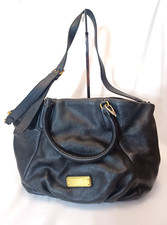 MARC JACOBS New Q Fran Leather Tote Large Black Satchel Carryall Shoulder Bag