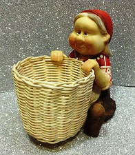 FATE ELFI TROLLS PIXIES GNOMI GNOMO LES ALPES GNOMO CON CESTINO DI PAGLIA DWARF