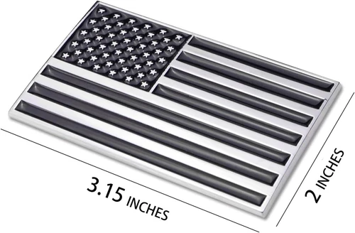 3D Black American Flag Metal Car Sticker, 3.15" x 2" USA Flag Decal, Zinc Alloy 