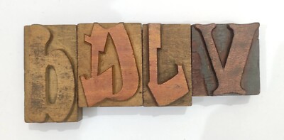 Vintage Letterpress 4 Mix Letters Wood Type Printers Block Collection #RAB-412