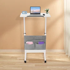Rolling Laptop Desk Office Computer Table Adjustable Height Stand up w/ Storage