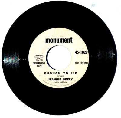 JEANNIE SEELY - I'll Love You More/Enough To Lie-Vinyl 45rpm 1967 Monument PROM0