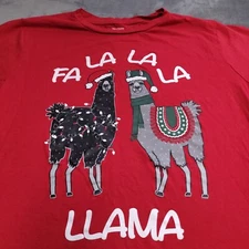 Funny Holiday Christmas Fa La La La Llamas Red Large Shirt Farm Alpaca Blanket