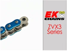 EK ZVX3-520 MOTORCYCLE CHAIN 120 LINKS TENSILE STRENGTH 9400 lbs METALLIC BLUE
