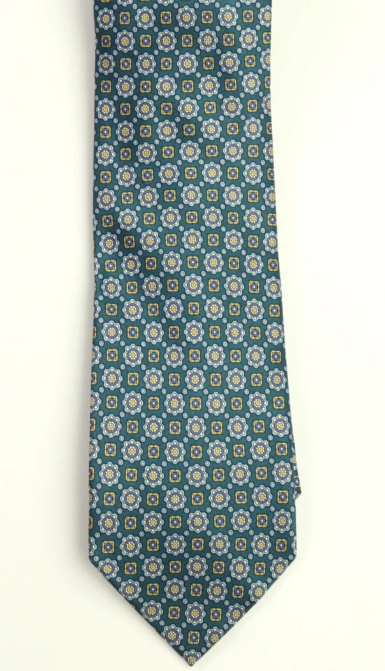 Новый Bloomingdales мужской бирюзовый Geo медальон печать 100% шелк шеи галстук - Изображение 3 из 3