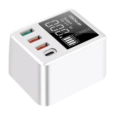 USB Fast Charging Station 4 Port Charger HUB LCD Display for Phone Tablet Laptop