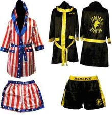 Rocky Balboa Movie Cosplay Boxing Robe Shorts Costume Set American Flag/Italian