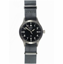 MWC Classic Pilot 38 Automatico Acciaio Nero Tessuto Militare Orologio Uomo 