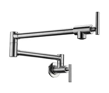 Anzzi KF-AZ258BN Braccia Wall Mounted Double Handle Pot Filler Brushed Nickel