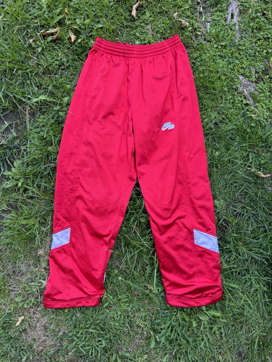 Vintage Y2K Nike Air Logo Metallic Red Sweatpants Medium Tall Gray