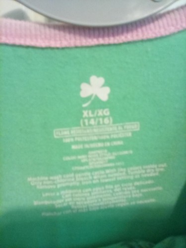 Girls Little Miss Lucky Shamrock 2-Pc Pajamas XL 14/16 St. Patrick's Day - Picture 4 of 7