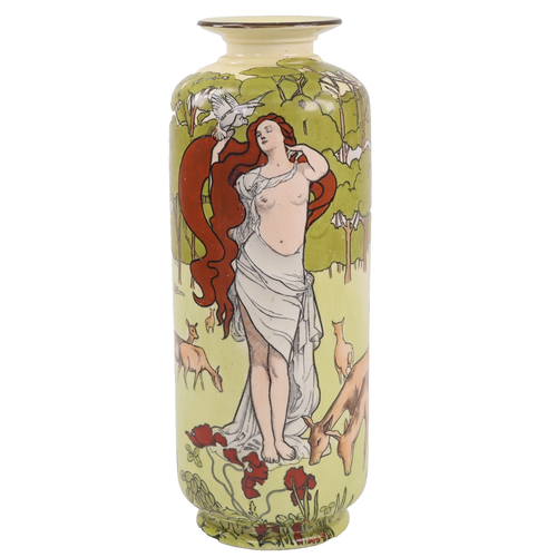 Vaso psiche ceramica Beardmore Art Nouveau Margaret Thompson h25 cm circa 1900 - Foto 2 di 9