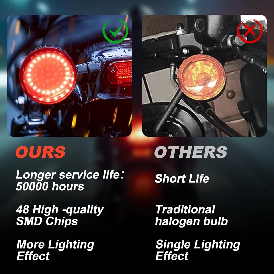 1157 LED Turn Signal Lights Smoke Lens For Harley Touring Sportster Softail Dyna - Image 3 of 4