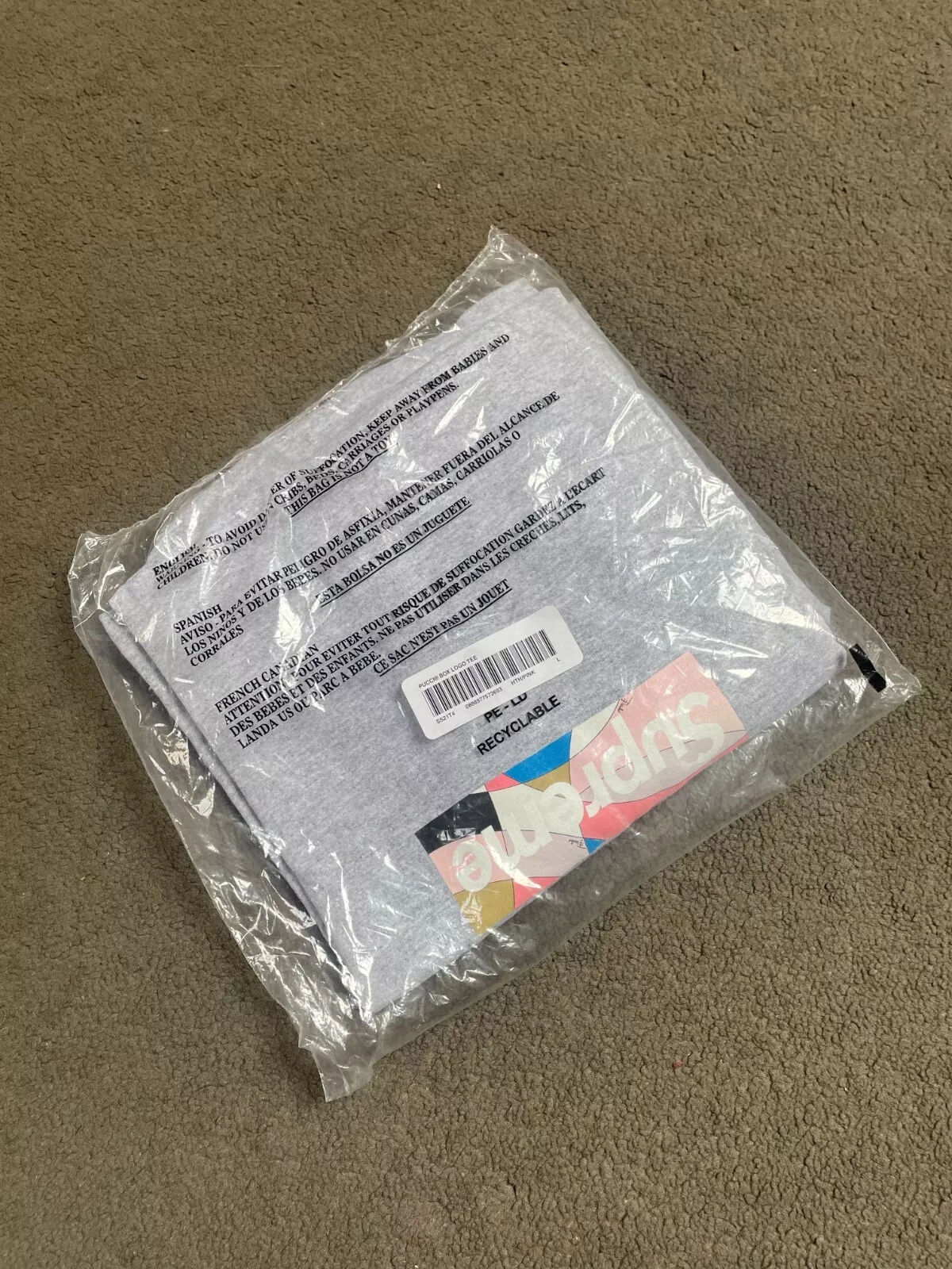 Supreme x Emilio Pucci   Boîte Logo Tee   Gris/Rose   Large