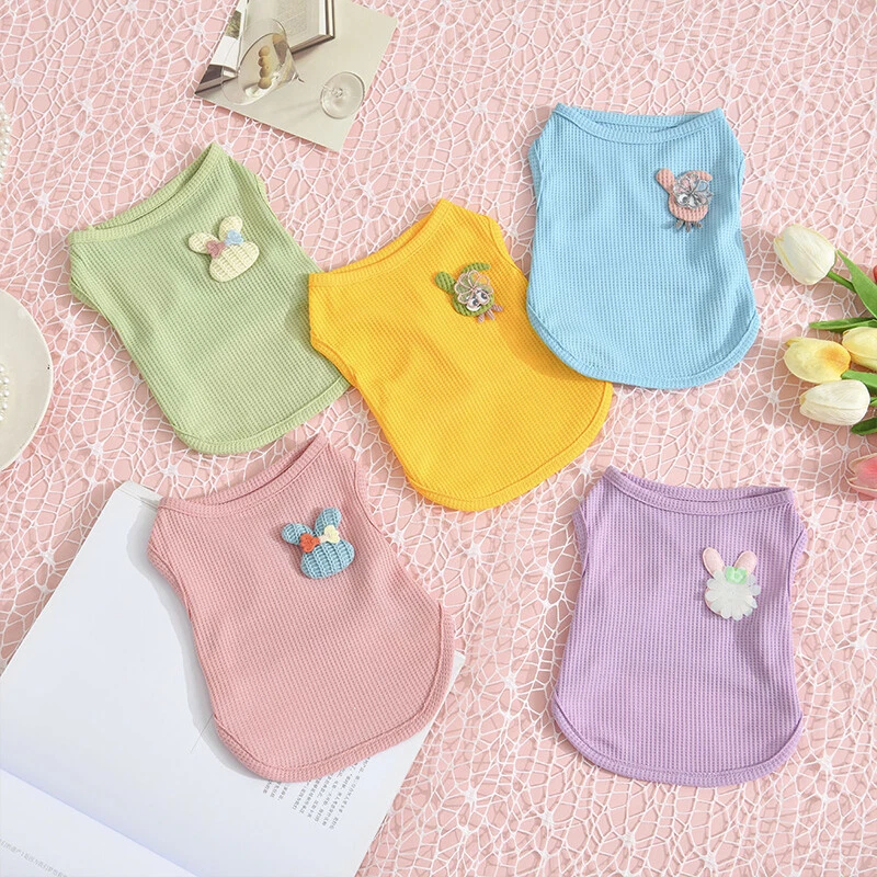 Cute Pet Clothes Cat Small Dog T-Shirts for Puppy Chihuahua Waffle Vest Clothi 」 - Image 4 of 4