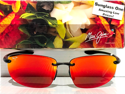 NEW Maui Jim HOOKIPA Matte Black POLARIZED Lava Ruby Lens Sunglass