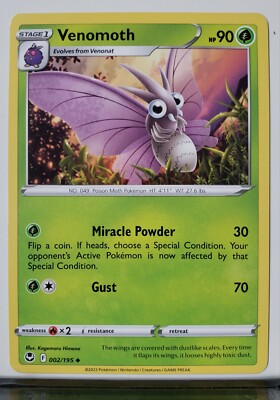 Venomoth 002/195 - NM / M - Silver Tempest Pokemon Card - $2