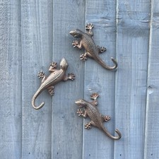 Set 3 Gecko Wall Art Garden Fence Decoration Garden Outdoor Home Lizard Ornament
