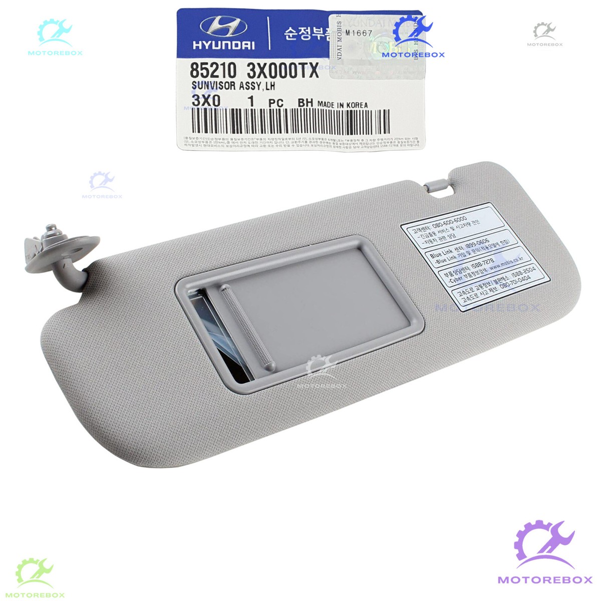 Genuine Left Side Gray Sun Visor For 2011-2015 Hyundai Elantra MD (Part #852103X000TX) 2 thumbnail image