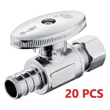 20 PIECES 1/2" PEX X 3/8"OD BRASS 1/4 TURN STRAIGHT STOP VALVE (LEAD-FREE)