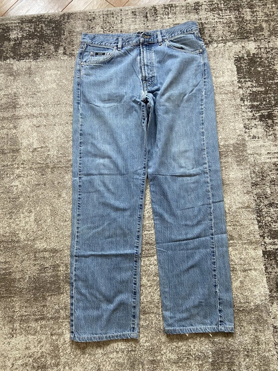 MENS BOSS HUGO BOSS LIGHT DENIUM JEANS W34 L31 ZIP FLY VGC UK