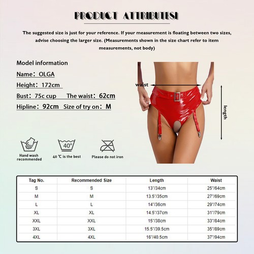 Womens Lingerie Wetlook Patent Leather Crotchless Briefs Panties Nightclub - Picture 19 of 44