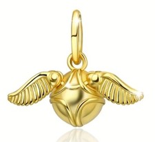 Colgante con dije de snitch dorado de Harry Potter de plata de ley 925
