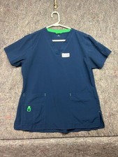 Carhartt Scrub Top Womens Blue Short Sleeve V Neck Nursing M