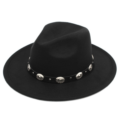Flat Brim Panama Style Hat with Belt Detail Gossifan Fedora Hats for Men Wide Brim Panama Hat with  main image 4