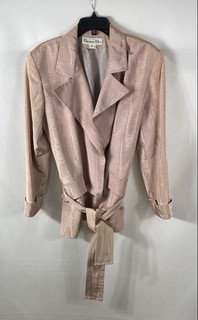 Vintage 90s Christian Dior Women's Rose Gold Shimmer Belted Jacket Blazer Sz 14