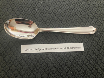 New! Classico Satin Mikasa Gerald Patrick Stainless Korea Solid Serving Spoon