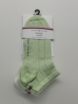 Tommy Hilfiger Women 2 Paare 35-38 Damen Strümpfe Knöchel-Socken light green