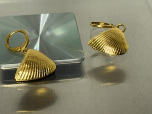 Authentic Mayamar  24K Gold Plated Huggie Hoop Earrings Choice Charm Dangle Large Seashell