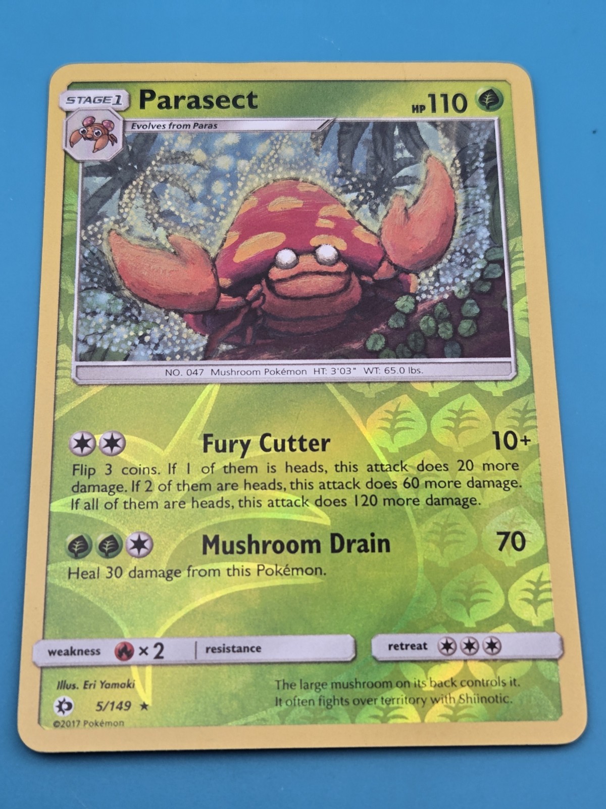 Pokemon TCG Sun and Moon Base Parasect 5/149 Reverse Holo Rare MP