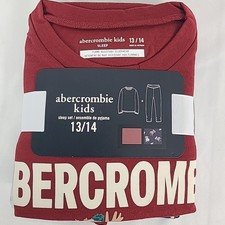 NEW Abercrombie Kids Sleep 13/14 Moose Pajama Set L/S Top-Long Pants Blue/Red