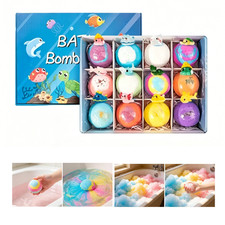 12 Pcs Kids Bath Spheres with Surprise Inside Ocean Theme Sea Salt Bath Fizzies