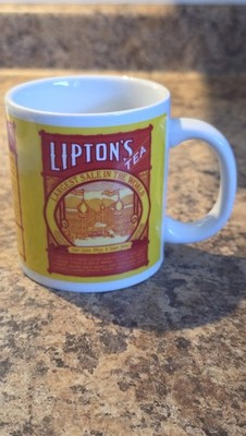 Lipton's Tea Advertising Coffee Mug Yellow Ceramic Cup Tin Box Co Collectible