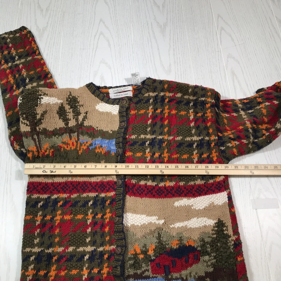Cárdigan Suéter Vintage Islas del Norte M Tejido a Mano Naturaleza Exterior Casa Años 90 Foto 3 de 4