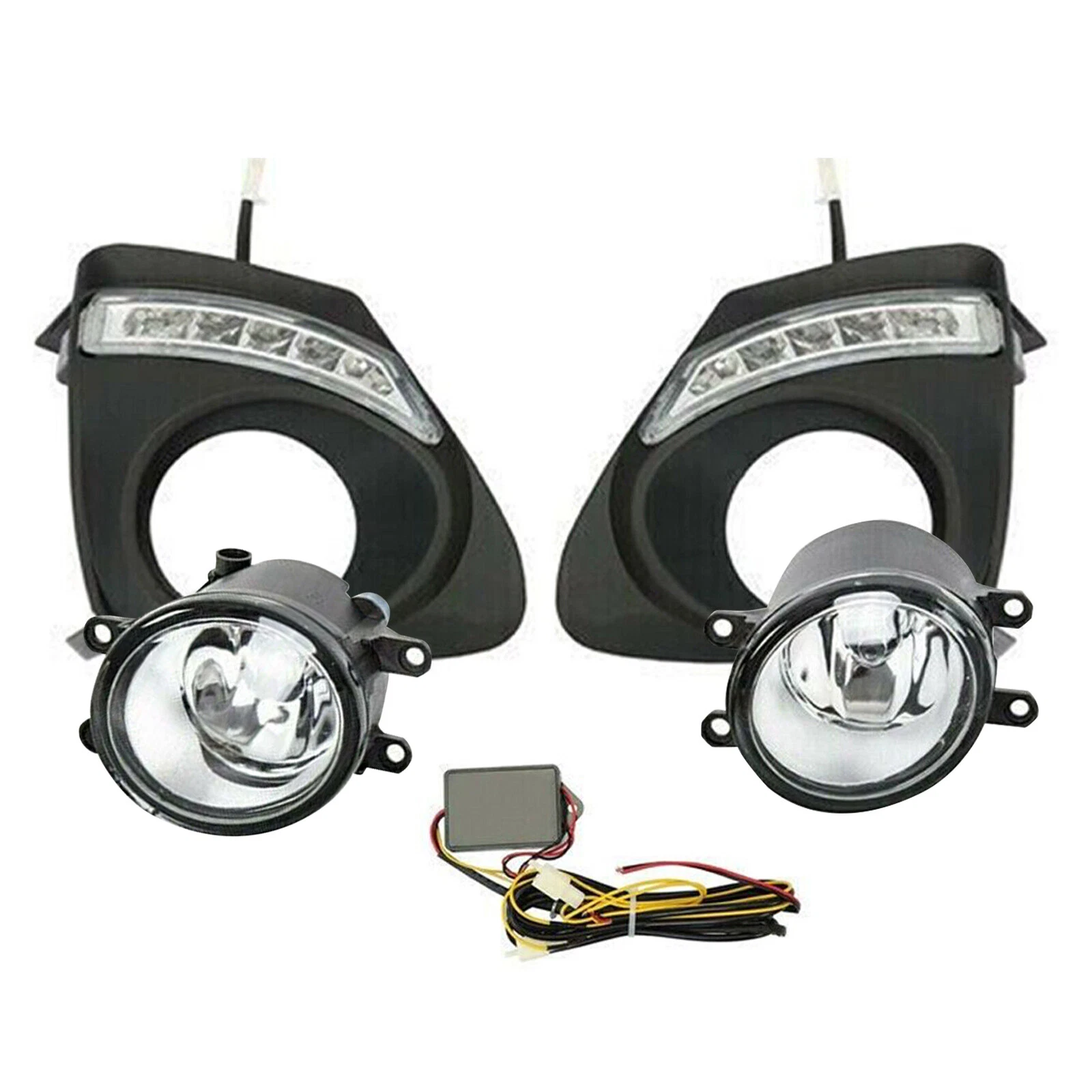For Toyota Corolla 2011 2012 2013 Fog Lights Driving Lamps w/LED DRL Bezel Kit