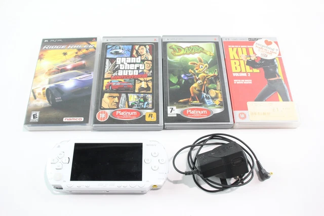 Sony PSP 1000 White W/ Games/ Charger/ UMD Video