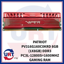 PATRIOT PV316G160C0KRD 8GB 1X8GB DDR3 PC3L-12800S 1600MHZ GAMING RAM 163860