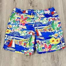 POLO RALPH LAUREN Tropical Floral Beach Swim Trunks Youth Boys Lined Size YXL