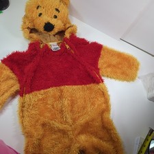 Vtg Disney Store Winnie The Pooh Costume Baby 12 Mo Halloween Bear Suit Fuzzy