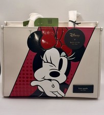 Kate Spade Disney Minnie Mouse Large Tote Bag Parchment Leather Zip Top NWT