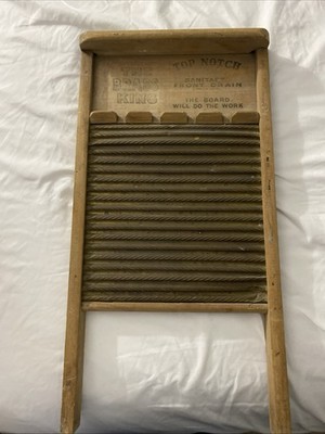 Vintage National Wooden The Brass King Laundry Wash Board #801 USA 