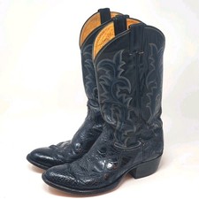 Justin Vintage Patchwork Alligator Made in USA Black Leather Western Boots Sz 8