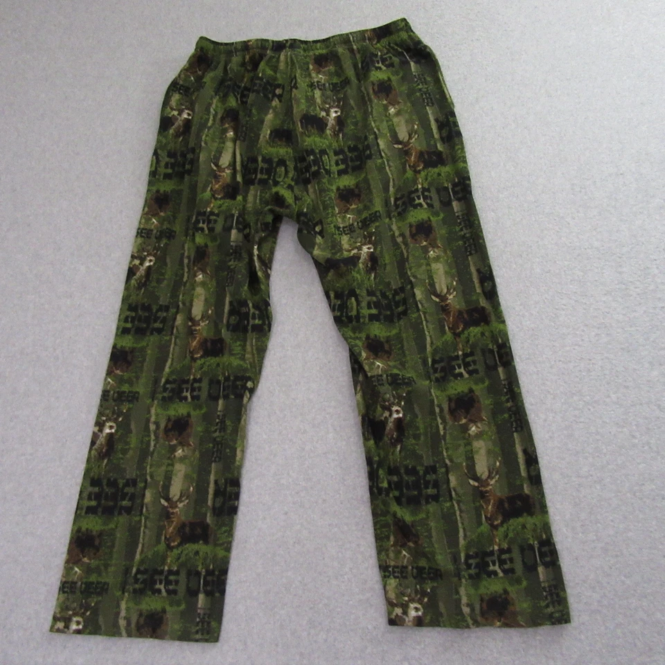 Open Trails Mens Sleepwear Pants L Green Pajama I See Deer Lounge Pocket - Image 4 of 4