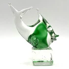 Arte Murano Vintage ICET Green Clear Hand-Blown Glass Fish Figurine Paperweight